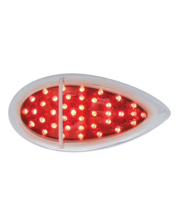(CARD) 39 RED LED "TEARDROP" S/T/T LIGHT W/ CHROME SINGLE BAR DESIGN FLUSH MOUNT BEZEL - CHROME LENS (CARD) 39 RED LED "TEARDROP" S/T/T LIGHT W/ CHROME SINGLE BAR DESIGN FLUSH MOUNT BEZEL - CHROME LENS