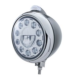 UP31565-Black Guide 682-C Headlight 11 LED Bulb & Dual Mode LED Signal - Clear Lens