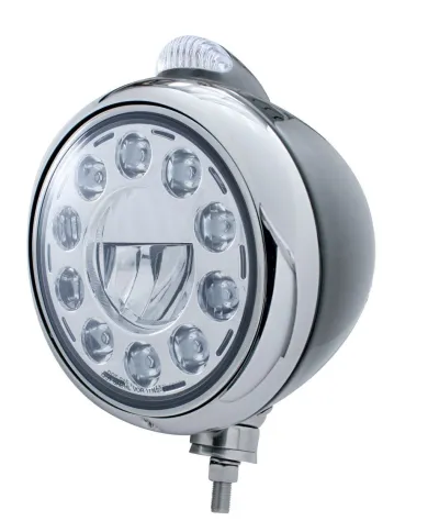 UP31565-Black Guide 682-C Headlight 11 LED Bulb & Dual Mode LED Signal - Clear Lens