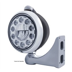 UP31565-Black Guide 682-C Headlight 11 LED Bulb & Dual Mode LED Signal - Clear Lens