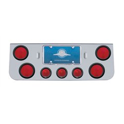 UP31596-Chrome Rear Center Panel With Four 4" Lights & Three 2.5" Beehive Lights & Grommets
