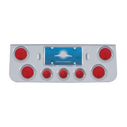UP31598-Chrome Rear Center Panel With Four 4" Lights & Three 2.5" Beehive Lights & Visors