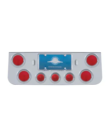 UP31598-Chrome Rear Center Panel With Four 4" Lights & Three 2.5" Beehive Lights & Visors