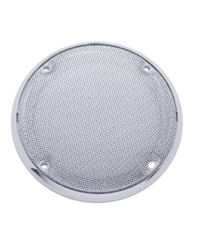 (2/CARD) CHROME PLASTIC KENWORTH 5 7/16" ROUND SPEAKER COVER (2/CARD) CHROME PLASTIC KENWORTH 5 7/16" ROUND SPEAKER COVER