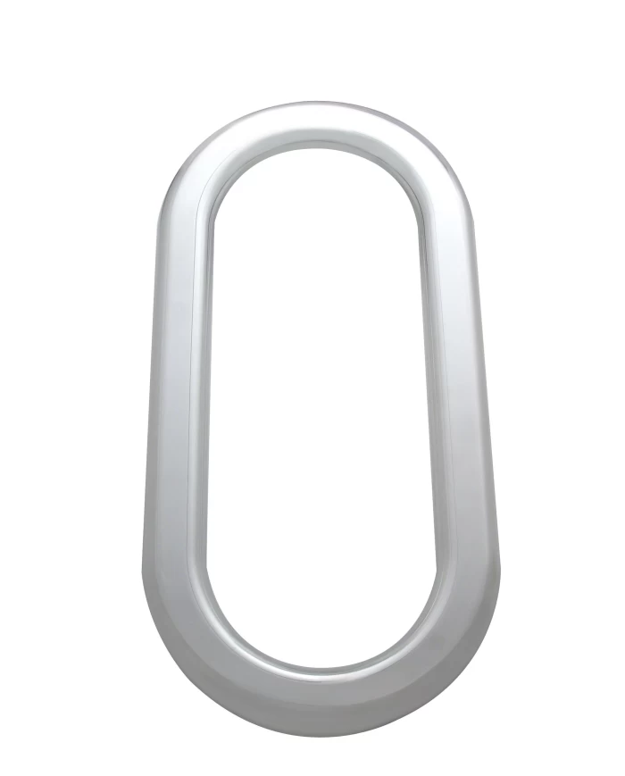 (CARD) CHROME PLASTIC PETERBILT EXTERIOR OVAL WINDOW COVER/ADHESIVE