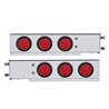 UP31617-3-3/4" Bolt Pattern Chrome Spring Loaded Light Bar With 6X 4" Lights & Grommets - Red Lens (Pair)