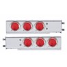 UP31619-3-3/4" Bolt Pattern Chrome Spring Loaded Light Bar With 6X 4" Lights & Visors - Red Lens (Pair)