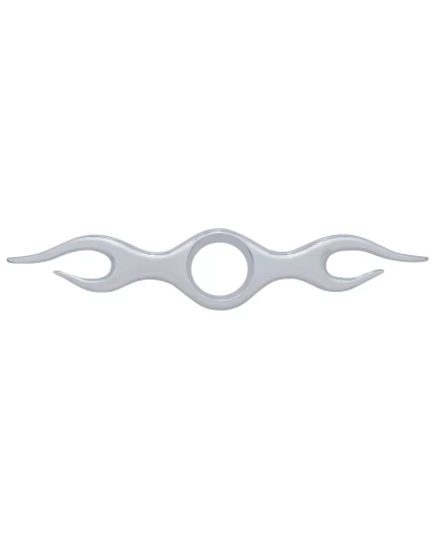 (2/CARD) CHROME PLASTIC PETERBILT FLAME KEYHOLE GUARD (2/CARD) CHROME PLASTIC PETERBILT FLAME KEYHOLE GUARD