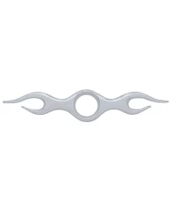 (2/CARD) CHROME PLASTIC PETERBILT FLAME KEYHOLE GUARD (2/CARD) CHROME PLASTIC PETERBILT FLAME KEYHOLE GUARD