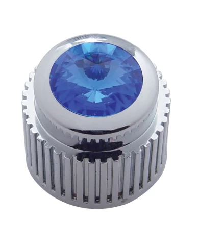 (CARD) CHROME PLASTIC CONTROL DIAL KNOB W/ DIAMOND - BLUE (CARD) CHROME PLASTIC CONTROL DIAL KNOB W/ DIAMOND - BLUE