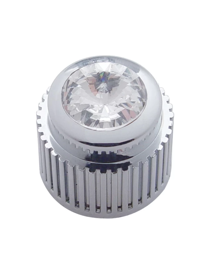 (CARD) CHROME PLASTIC CONTROL DIAL KNOB W/ DIAMOND - CLEAR (CARD) CHROME PLASTIC CONTROL DIAL KNOB W/ DIAMOND - CLEAR