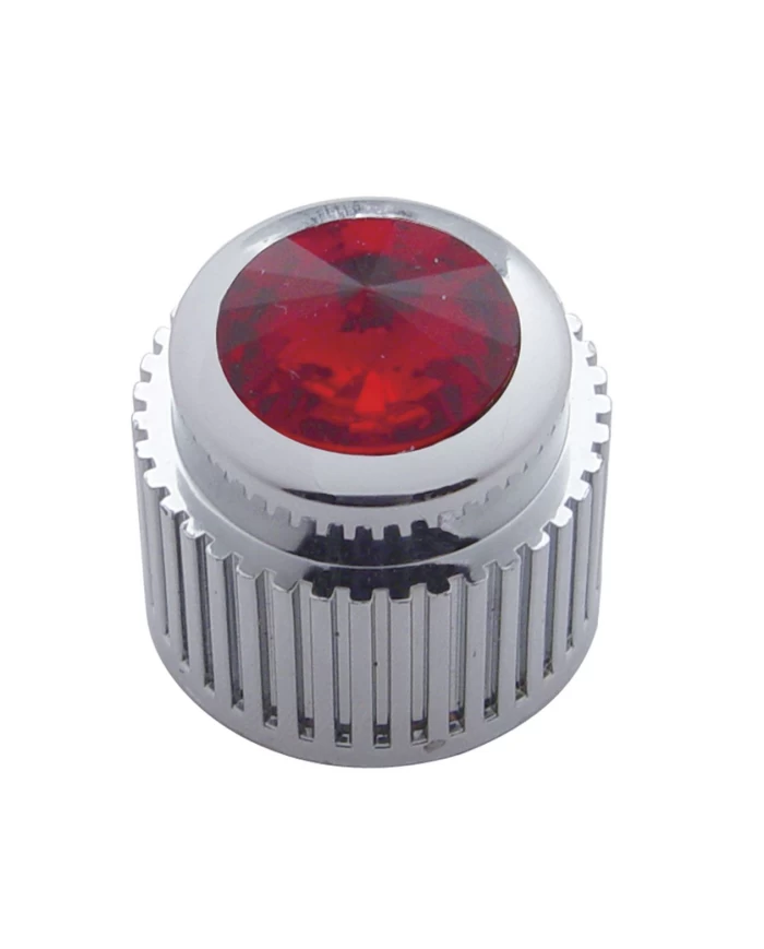 (CARD) CHROME PLASTIC CONTROL DIAL KNOB W/ DIAMOND - RED