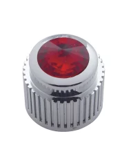 (CARD) CHROME PLASTIC CONTROL DIAL KNOB W/ DIAMOND - RED