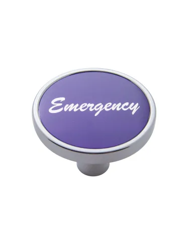 UP23283-"Emergency" Short Air Valve Knob - Purple Aluminum Sticker