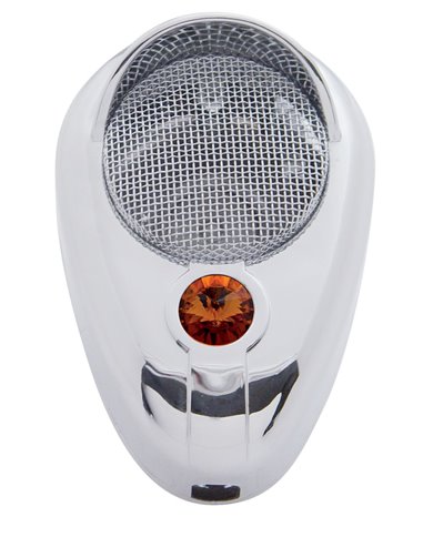 (CARD) CHROME PLASTIC SIGNATURE C.B. MICROPHONE COVER W/ DIAMOND - AMBER (CARD) CHROME PLASTIC SIGNATURE C.B. MICROPHONE COVER W/ DIAMOND - AMBER