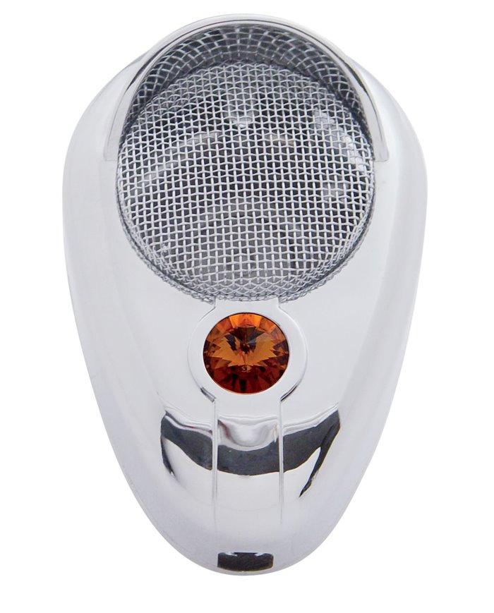 (CARD) CHROME PLASTIC SIGNATURE C.B. MICROPHONE COVER W/ DIAMOND - AMBER
