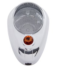 (CARD) CHROME PLASTIC SIGNATURE C.B. MICROPHONE COVER W/ DIAMOND - AMBER (CARD) CHROME PLASTIC SIGNATURE C.B. MICROPHONE COVER W/ DIAMOND - AMBER