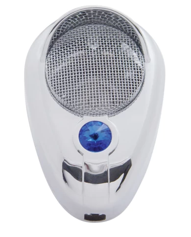 (CARD) CHROME PLASTIC SIGNATURE C.B. MICROPHONE COVER W/ DIAMOND - BLUE (CARD) CHROME PLASTIC SIGNATURE C.B. MICROPHONE COVER W/ DIAMOND - BLUE
