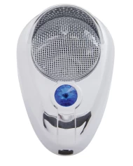(CARD) CHROME PLASTIC SIGNATURE C.B. MICROPHONE COVER W/ DIAMOND - BLUE (CARD) CHROME PLASTIC SIGNATURE C.B. MICROPHONE COVER W/ DIAMOND - BLUE