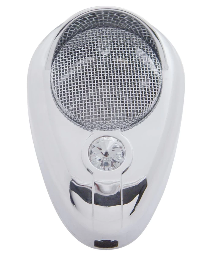 (CARD) CHROME PLASTIC SIGNATURE C.B. MICROPHONE COVER W/ DIAMOND - CLEAR (CARD) CHROME PLASTIC SIGNATURE C.B. MICROPHONE COVER W/ DIAMOND - CLEAR