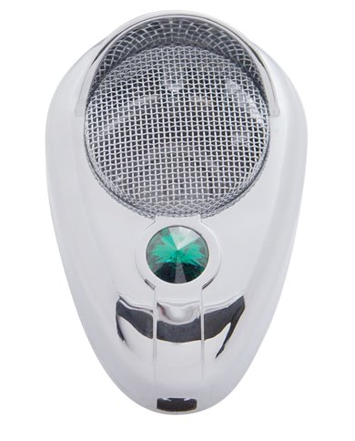 (CARD) CHROME PLASTIC SIGNATURE C.B. MICROPHONE COVER W/ DIAMOND - GREEN (CARD) CHROME PLASTIC SIGNATURE C.B. MICROPHONE COVER W/ DIAMOND - GREEN