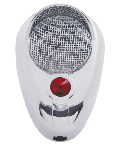 (CARD) CHROME PLASTIC SIGNATURE C.B. MICROPHONE COVER W/ DIAMOND - RED