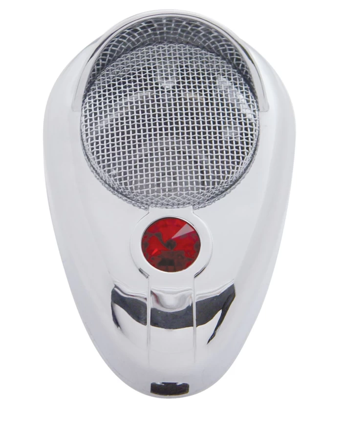 (CARD) CHROME PLASTIC SIGNATURE C.B. MICROPHONE COVER W/ DIAMOND - RED (CARD) CHROME PLASTIC SIGNATURE C.B. MICROPHONE COVER W/ DIAMOND - RED
