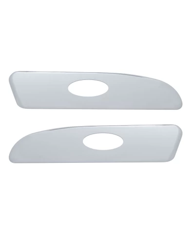 (2/CARD) CHROME PLASTIC 2006+ PETERBILT INTERIOR DOOR EMBLEM PANEL TRIM (2/CARD) CHROME PLASTIC 2006+ PETERBILT INTERIOR DOOR EMBLEM PANEL TRIM