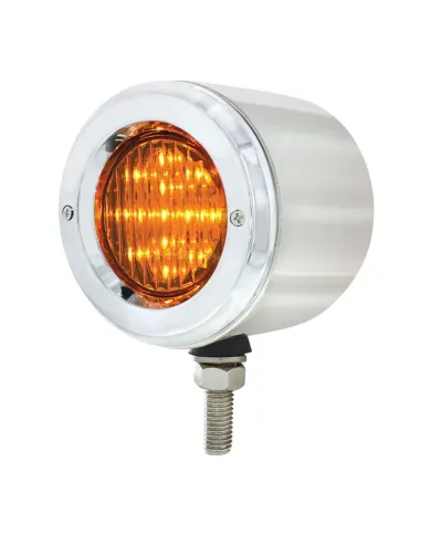 UP31814-Stainless 2.5" Double Face Light With LED Lights & Bezels - Amber & Red LED/Amber & Red Lens