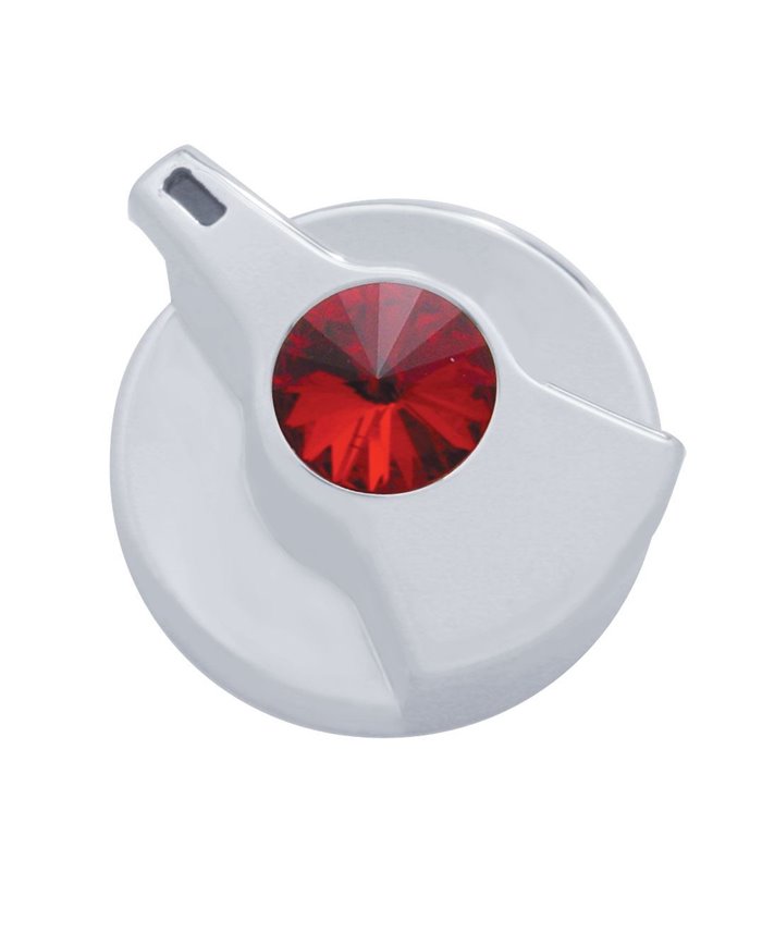 (CARD) CHROME PLASTIC PETERBILT TIMER KNOB W/ DIAMOND - RED