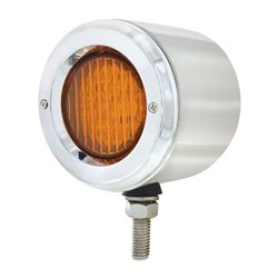 UP31814-Stainless 2.5" Double Face Light With LED Lights & Bezels - Amber & Red LED/Amber & Red Lens