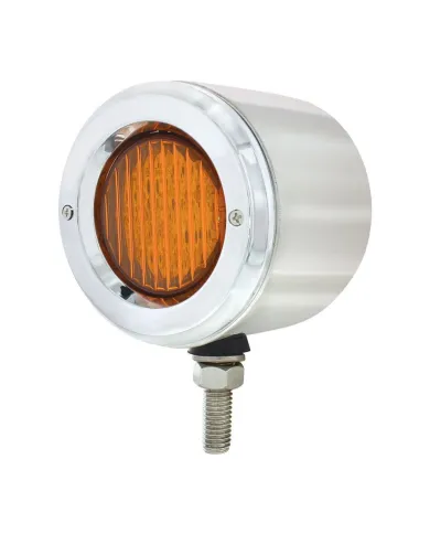 UP31814-Stainless 2.5" Double Face Light With LED Lights & Bezels - Amber & Red LED/Amber & Red Lens