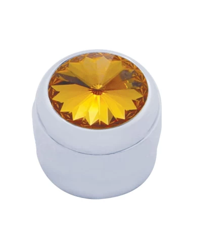 (CARD) CHROME PLASTIC DELPHI RADIO KNOB W/ DIAMOND - AMBER (CARD) CHROME PLASTIC DELPHI RADIO KNOB W/ DIAMOND - AMBER