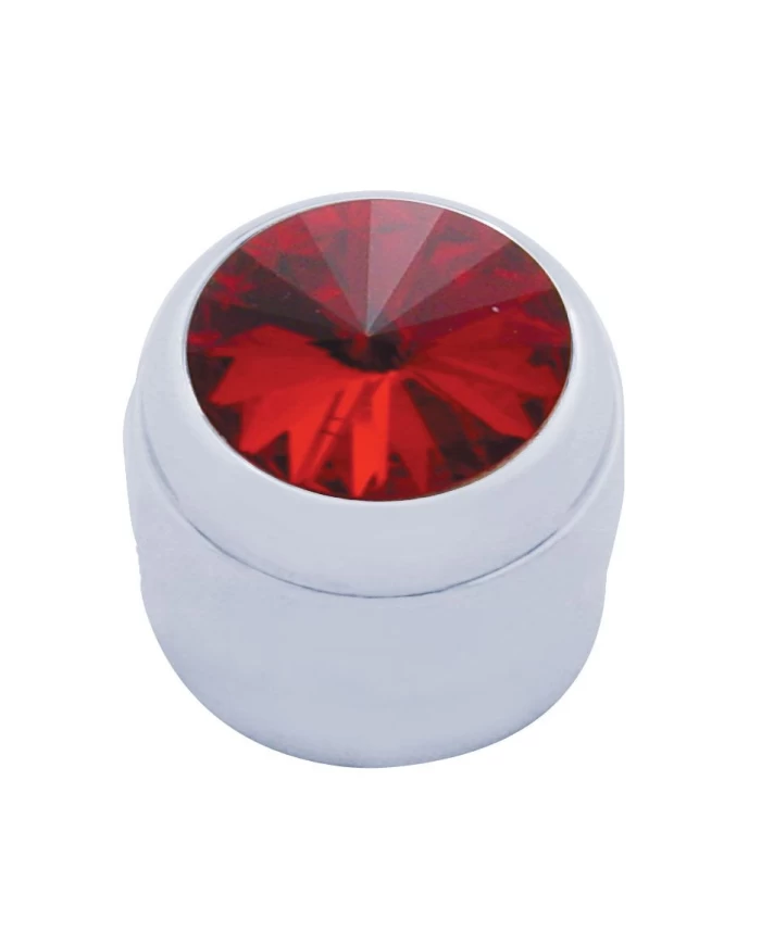 (CARD) CHROME PLASTIC DELPHI RADIO KNOB W/ DIAMOND - RED