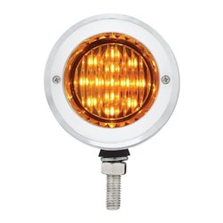 UP31814-Stainless 2.5" Double Face Light With LED Lights & Bezels - Amber & Red LED/Amber & Red Lens
