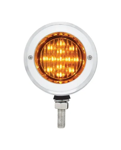 UP31814-Stainless 2.5" Double Face Light With LED Lights & Bezels - Amber & Red LED/Amber & Red Lens