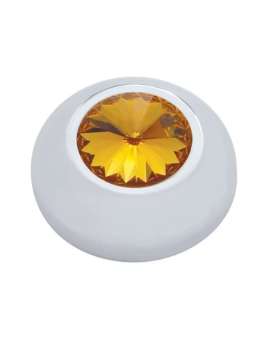 (2/CARD) CHROME PLASTIC 2006+ PETERBILT KNOB COVER W/ DIAMOND - AMBER (2/CARD) CHROME PLASTIC 2006+ PETERBILT KNOB COVER W/ DIAMOND - AMBER