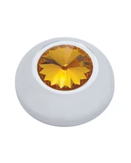 (2/CARD) CHROME PLASTIC 2006+ PETERBILT KNOB COVER W/ DIAMOND - AMBER (2/CARD) CHROME PLASTIC 2006+ PETERBILT KNOB COVER W/ DIAMOND - AMBER
