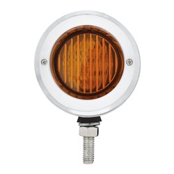 UP31814-Stainless 2.5" Double Face Light With LED Lights & Bezels - Amber & Red LED/Amber & Red Lens