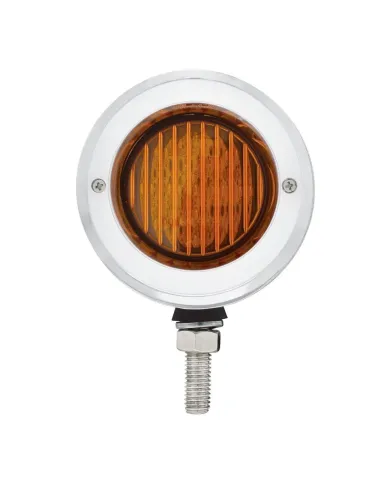 UP31814-Stainless 2.5" Double Face Light With LED Lights & Bezels - Amber & Red LED/Amber & Red Lens