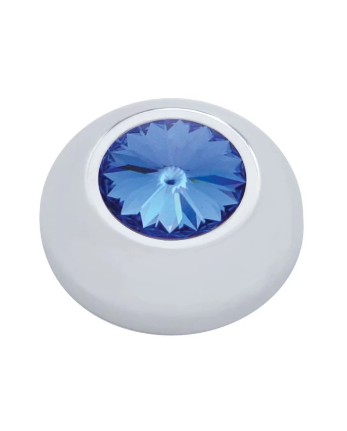 (2/CARD) CHROME PLASTIC 2006+ PETERBILT KNOB COVER W/ DIAMOND - BLUE