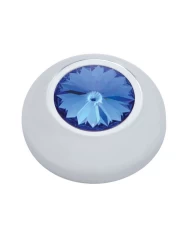 (2/CARD) CHROME PLASTIC 2006+ PETERBILT KNOB COVER W/ DIAMOND - BLUE