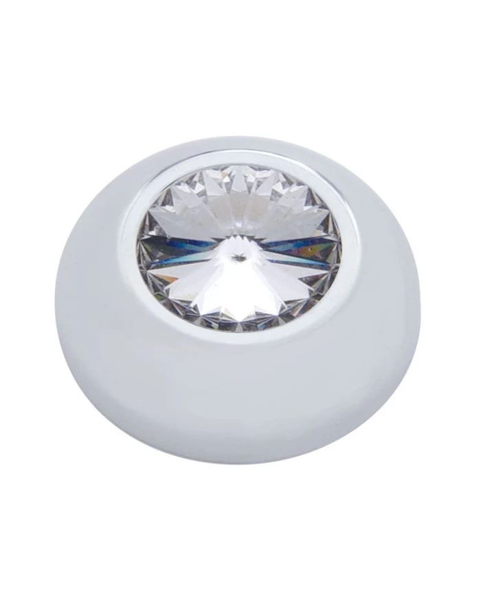 (2/CARD) CHROME PLASTIC 2006+ PETERBILT KNOB COVER W/ DIAMOND - CLEAR