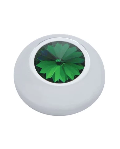 (2/CARD) CHROME PLASTIC 2006+ PETERBILT KNOB COVER W/ DIAMOND - GREEN (2/CARD) CHROME PLASTIC 2006+ PETERBILT KNOB COVER W/ DIAMOND - GREEN