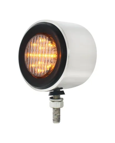 UP31815-Stainless 2.5" Double Face Light With LED Lights & Grommets - Amber & Red LED/Clear Lens
