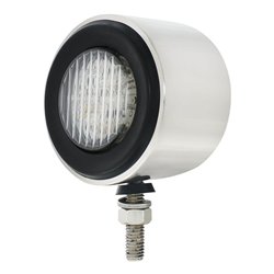 UP31815-Stainless 2.5" Double Face Light With LED Lights & Grommets - Amber & Red LED/Clear Lens