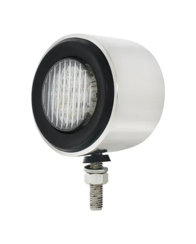 UP31815-Stainless 2.5" Double Face Light With LED Lights & Grommets - Amber & Red LED/Clear Lens
