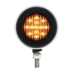 UP31815-Stainless 2.5" Double Face Light With LED Lights & Grommets - Amber & Red LED/Clear Lens
