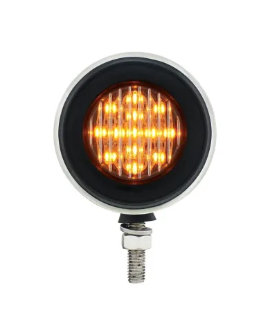UP31815-Stainless 2.5" Double Face Light With LED Lights & Grommets - Amber & Red LED/Clear Lens