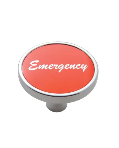UP23284-"Emergency" Short Air Valve Knob - Red Aluminum Sticker